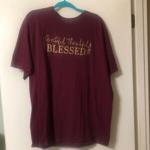 Men's Maroon 'Grateful Thankful Blessed' Short Sleeve Tee